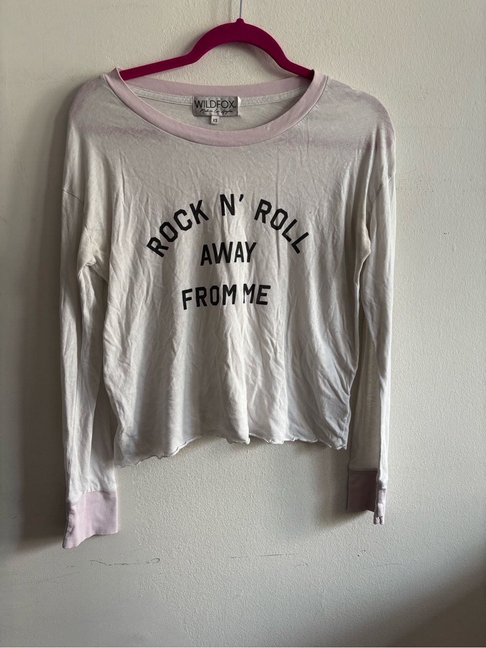 Wildfox White Tee with Light Pink Trim